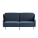 Niklas Mid Century Modern Split-Back Sofa Futon with 3 Recline Positions In Elegant Navy Faux Linen Upholstery