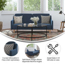 Niklas Mid Century Modern Split-Back Sofa Futon with 3 Recline Positions In Elegant Navy Faux Linen Upholstery
