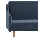 Niklas Mid Century Modern Split-Back Sofa Futon with 3 Recline Positions In Elegant Navy Faux Linen Upholstery