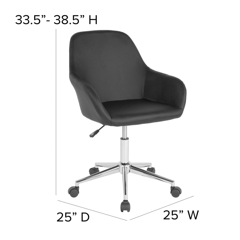 Roma Home Office Bucket Style Chair with 360 Degree Rotating Swivel On Chrome Frame