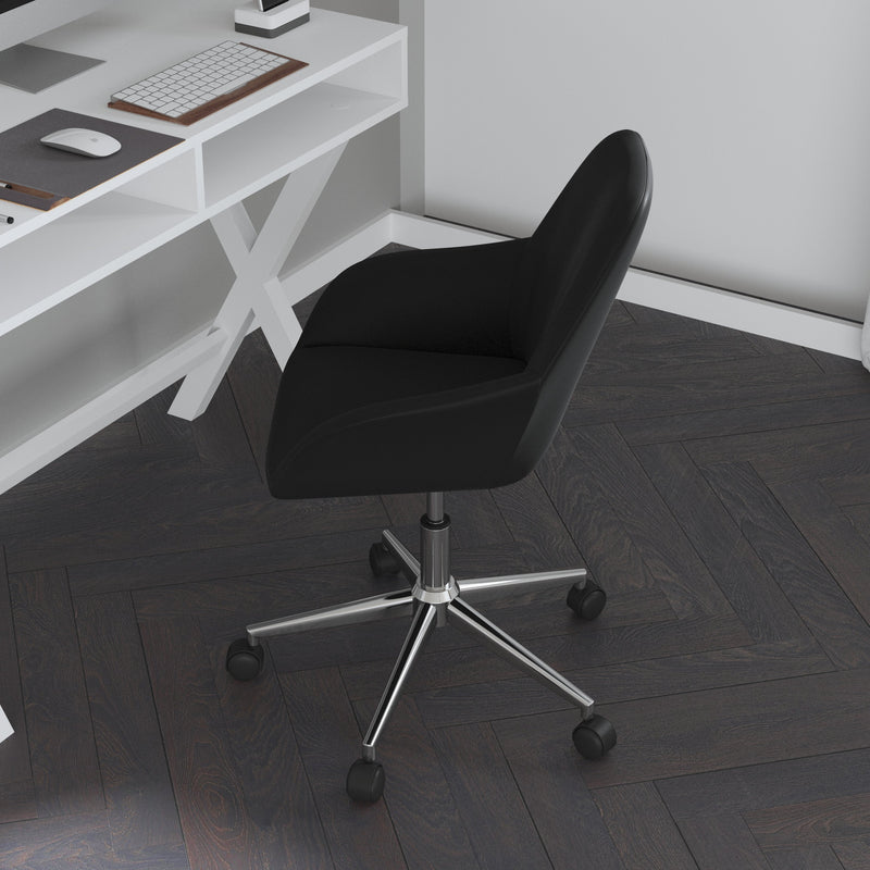 Roma Home Office Bucket Style Chair with 360 Degree Rotating Swivel On Chrome Frame