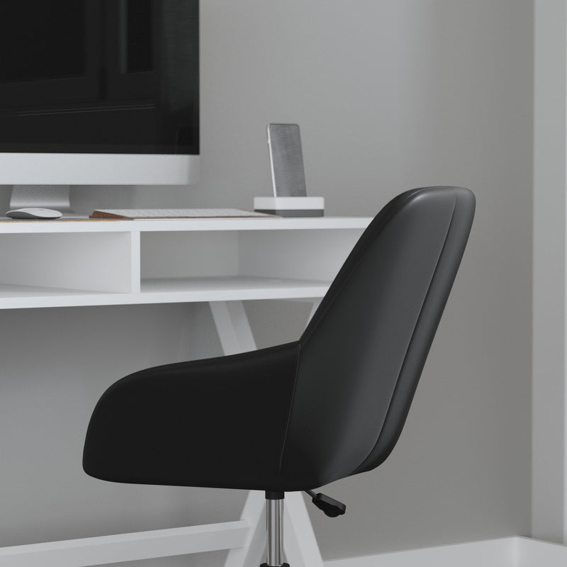 Roma Home Office Bucket Style Chair with 360 Degree Rotating Swivel On Chrome Frame