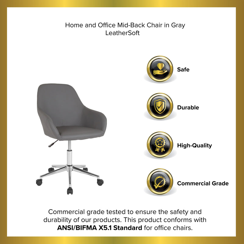 Roma Home Office Bucket Style Chair with 360 Degree Rotating Swivel On Chrome Frame