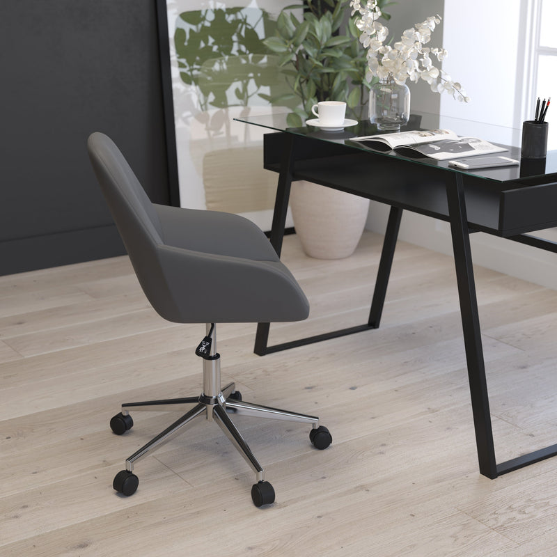 Roma Home Office Bucket Style Chair with 360 Degree Rotating Swivel On Chrome Frame