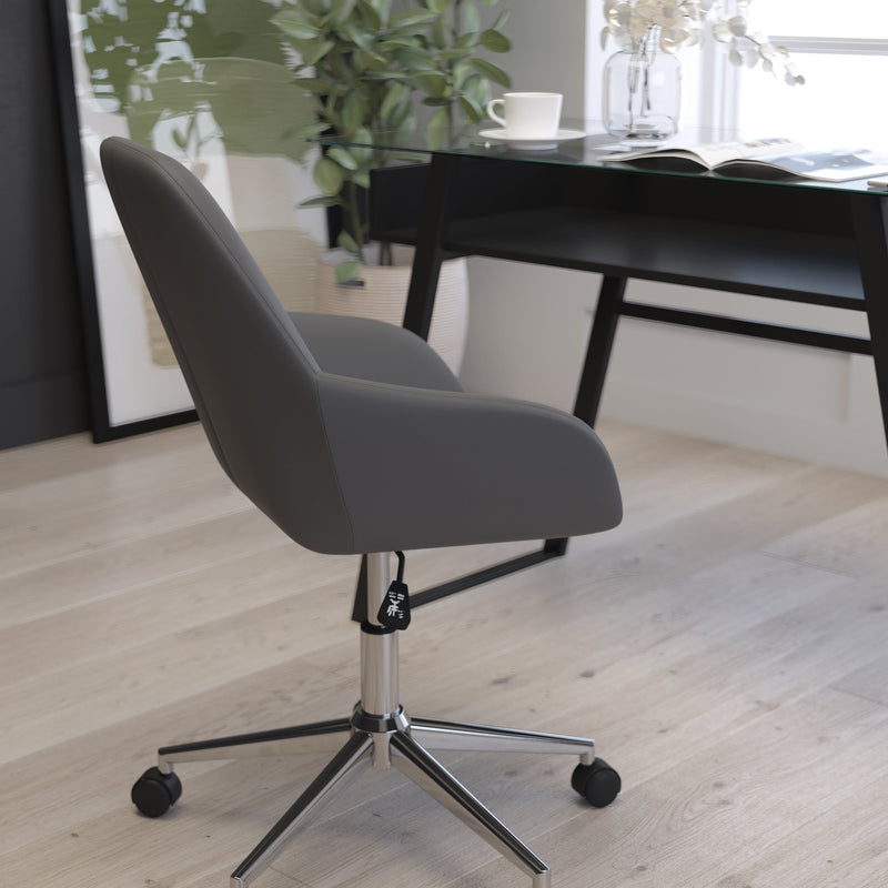Roma Home Office Bucket Style Chair with 360 Degree Rotating Swivel On Chrome Frame