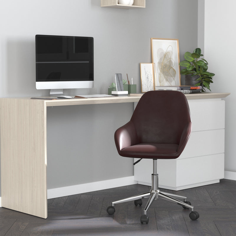 Roma Home Office Bucket Style Chair with 360 Degree Rotating Swivel On Chrome Frame