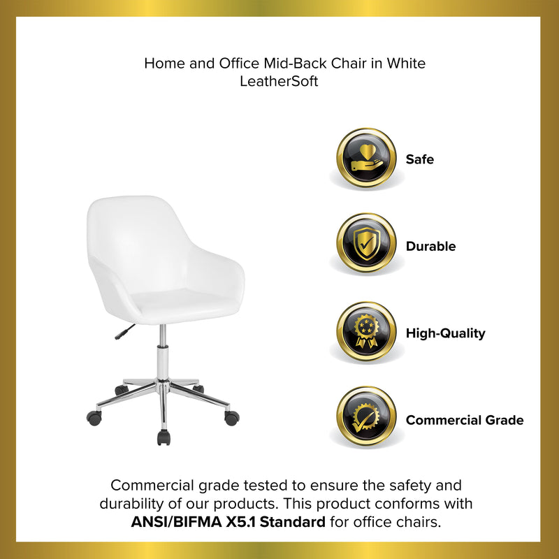 Roma Home Office Bucket Style Chair with 360 Degree Rotating Swivel On Chrome Frame