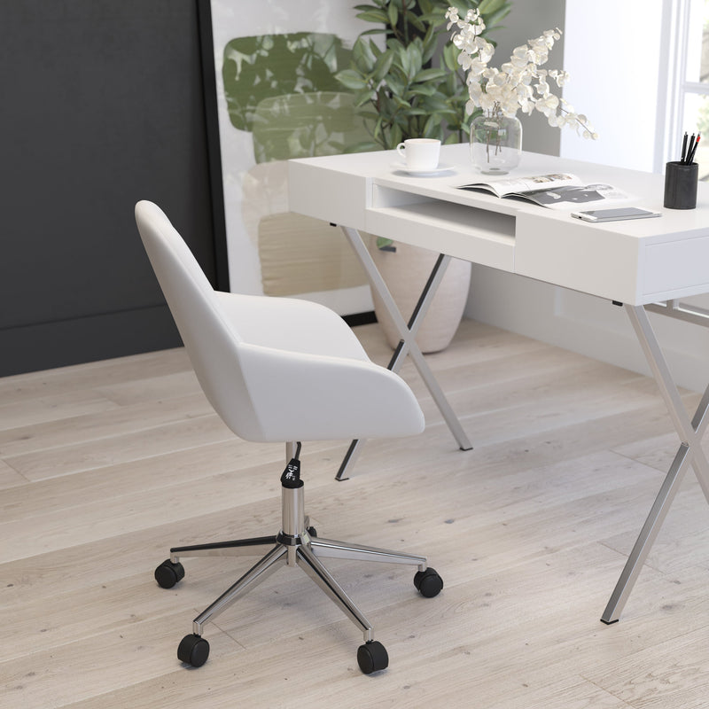 Roma Home Office Bucket Style Chair with 360 Degree Rotating Swivel On Chrome Frame