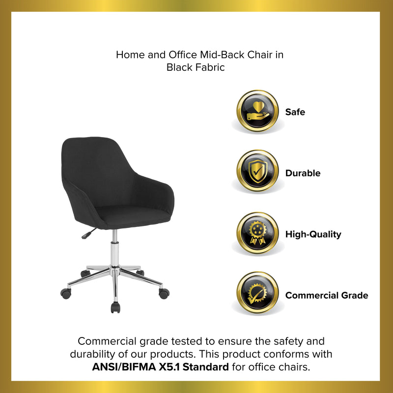 Roma Home Office Bucket Style Chair with 360 Degree Rotating Swivel On Chrome Frame