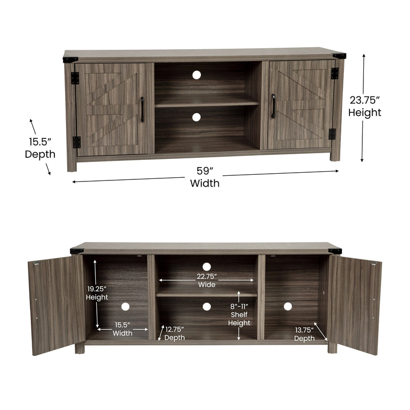 Cambria Barn Door Style 59" TV Stand