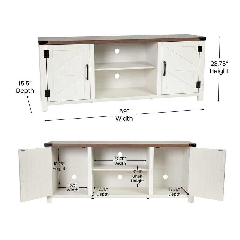 Cambria Barn Door Style 59" TV Stand