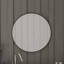 Monaco 24" Round Accent Mirror Round Black Metal Framed Wall Mount Mirror for Bathroom, Vanity, Entryway, Dining Room, & Living Room