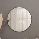 Monaco 24" Round Accent Mirror Round Black Metal Framed Wall Mount Mirror for Bathroom, Vanity, Entryway, Dining Room, & Living Room