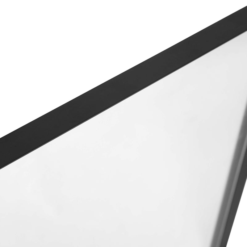 Halstead 24" x 36" Hanging Rectangular Mirror Modern Black Metal Frame Bordered Wall Mount Mirror with Rounded Corners