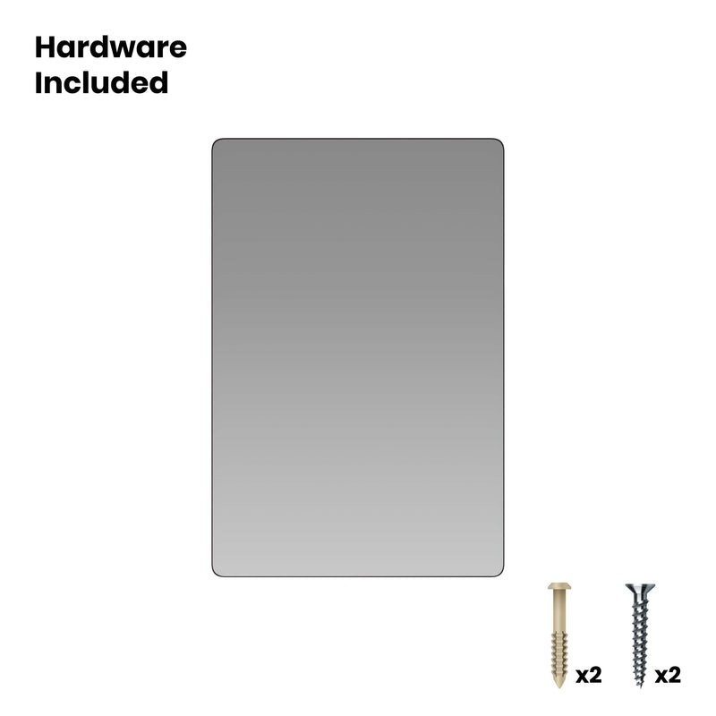 Halstead 24" x 36" Hanging Rectangular Mirror Modern Black Metal Frame Bordered Wall Mount Mirror with Rounded Corners