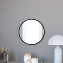 Monaco 20" Round Accent Wall Mirror in Black with Metal Frame for Bathroom, Vanity, Entryway, Dining Room, & Living Room