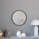 Monaco 20" Round Accent Wall Mirror in Black with Metal Frame for Bathroom, Vanity, Entryway, Dining Room, & Living Room