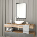 Halstead 20" x 30" Matte Black Decorative Wall Mirror with Rounded Corners for Bathroom, Living Room, Entryway, Hangs Horizontal Or Vertical