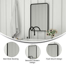 Halstead 20" x 30" Matte Black Decorative Wall Mirror with Rounded Corners for Bathroom, Living Room, Entryway, Hangs Horizontal Or Vertical