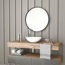Monaco 27.5" Round Accent Wall Mirror in Black with Metal Frame for Bathroom, Vanity, Entryway, Dining Room, & Living Room