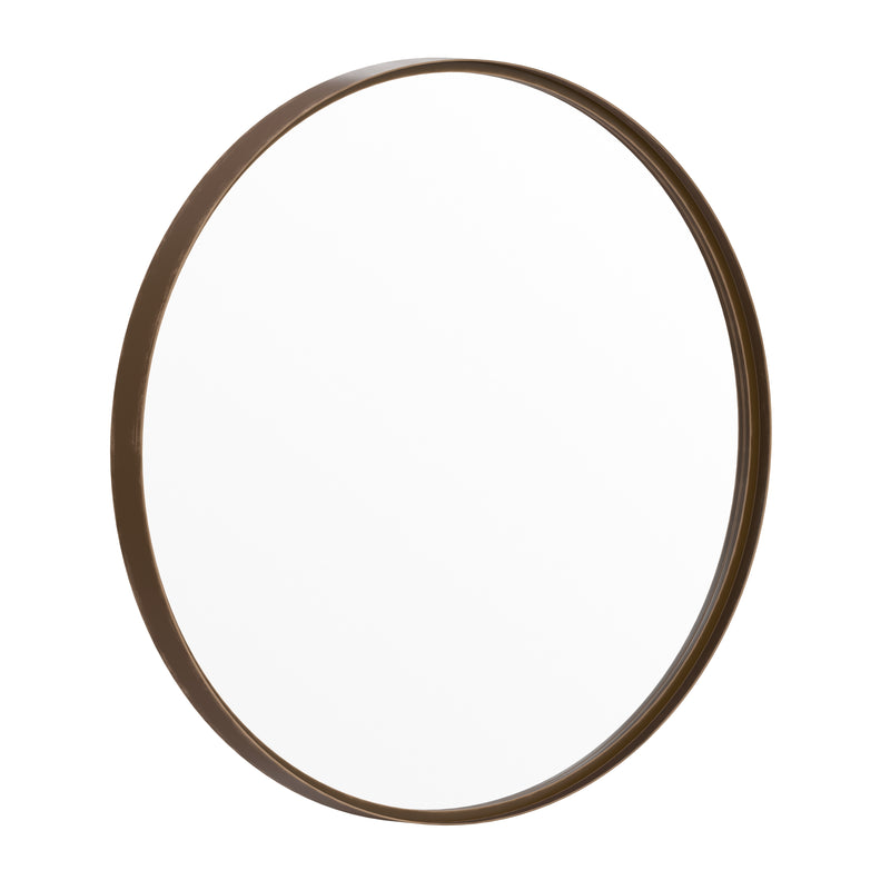 Monaco 27.5" Round Accent Wall Mirror in Bronze with Metal Frame for Bathroom, Vanity, Entryway, Dining Room, & Living Room
