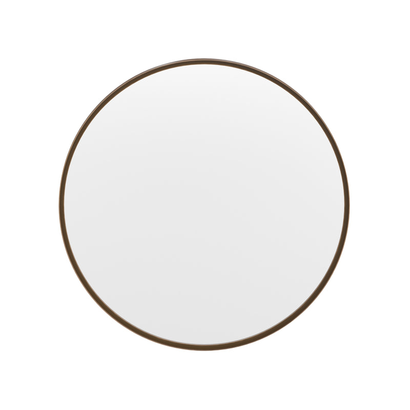 Monaco 27.5" Round Accent Wall Mirror in Bronze with Metal Frame for Bathroom, Vanity, Entryway, Dining Room, & Living Room
