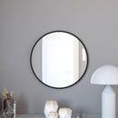 Monaco 24" Round Accent Wall Mirror in Black with Metal Frame for Bathroom, Vanity, Entryway, Dining Room, & Living Room