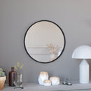Monaco 24" Round Accent Wall Mirror in Black with Metal Frame for Bathroom, Vanity, Entryway, Dining Room, & Living Room