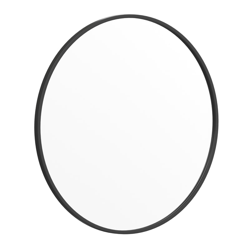 Monaco 30" Round Accent Wall Mirror in Black with Metal Frame for Bathroom, Vanity, Entryway, Dining Room, & Living Room