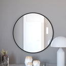 Monaco 30" Round Accent Wall Mirror in Black with Metal Frame for Bathroom, Vanity, Entryway, Dining Room, & Living Room