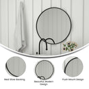 Monaco 30" Round Accent Wall Mirror in Black with Metal Frame for Bathroom, Vanity, Entryway, Dining Room, & Living Room