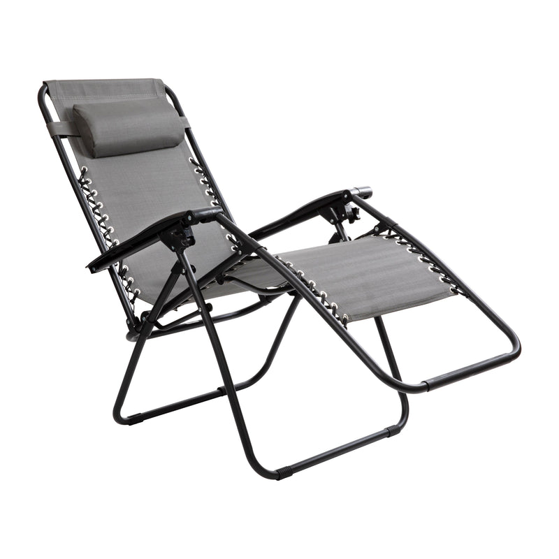 Set of 2 Folding Mesh Upholstered Zero Gravity Chair with Removable Pillow and Cupholder Tray