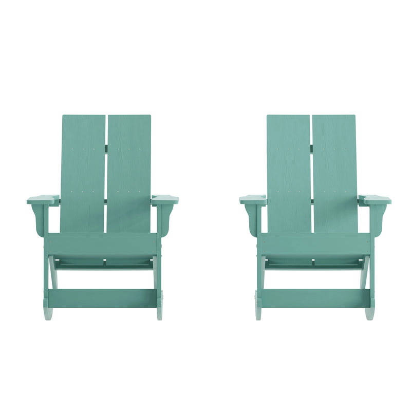 Set of 2 Wellington UV Treated All-Weather Polyresin Adirondack Rocking Chairs