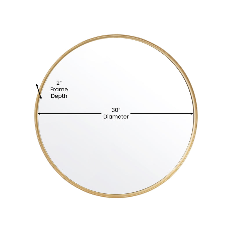 Monaco Round Deep Frame Accent Mirror Round Metal Framed Wall Mount Mirror
