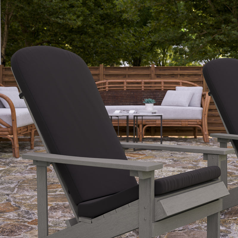 Riviera Set of 2 Weather Resistant Adirondack Patio Chairs With Vertical Lattice Backs and Comfort Foam Cushions