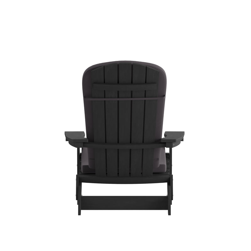 Riviera Set of 2 Weather Resistant Folding Adirondack Patio Chairs With Vertical Lattice Backs and Comfort Foam Cushions