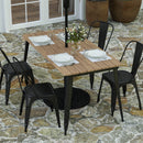 Dryden Indoor/Outdoor Dining Table with Umbrella Hole, 30" x 60" All Weather Poly Resin Top and Steel Base