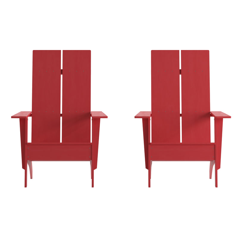 Set of 2 Piedmont Modern All-Weather Poly Resin Wood Adirondack Chairs