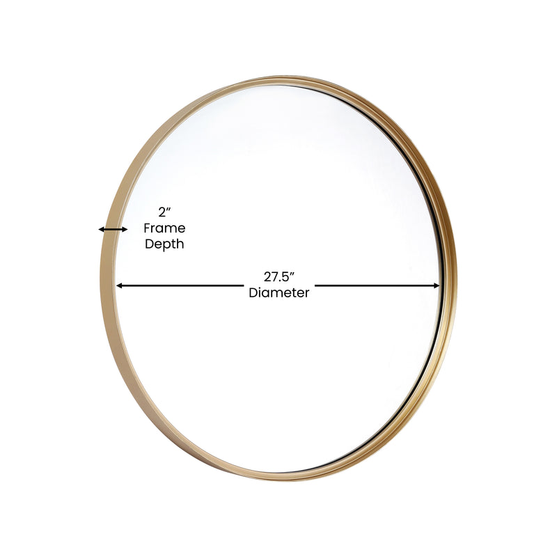 Monaco Round Deep Frame Accent Mirror Round Metal Framed Wall Mount Mirror