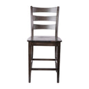 Verity Set of Two Classic Wooden Ladderback Counter Height Barstools with Solid Wood Seats