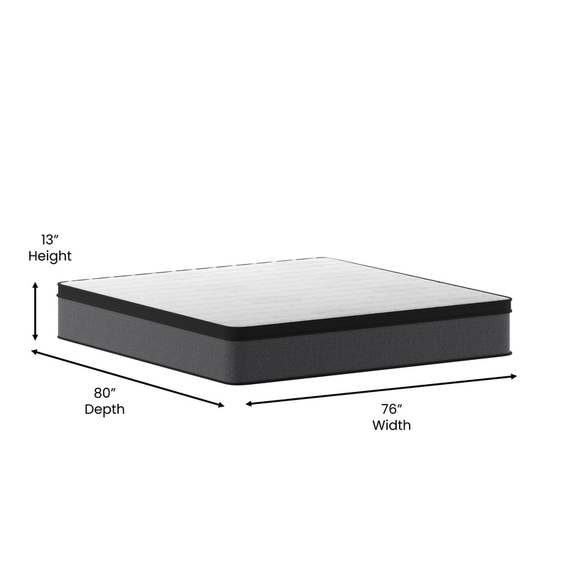 Lofton 13" Euro Top King Size Mattress in a Box with Hybrid Pocket Spring and Foam Design for Supportive Pressure Relief