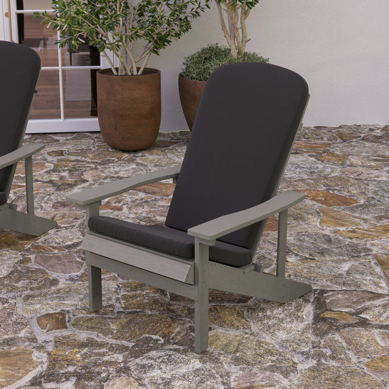 Riviera Set of 2 Weather Resistant Adirondack Patio Chairs With Vertical Lattice Backs and Comfort Foam Cushions