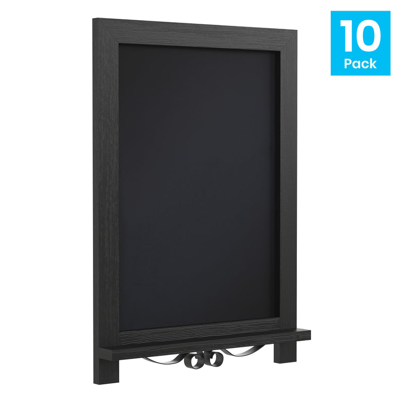 Magda Set of 10 Wall Mount or Tabletop Magnetic Chalkboards with Folding Metal Legs in Black, 12" x 17"