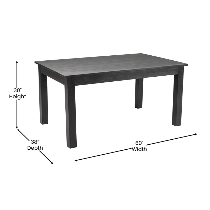 Jessamine 60" x 38" Rectangular Solid Pine Farm Dining Table