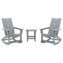 Wellington 3 Piece Patio Furniture Set Includes All-Weather UV Treated Adirondack Rocking Chairs and Side Table