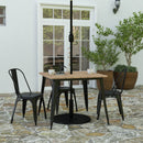 Dryden Indoor/Outdoor Dining Table with Umbrella Hole, 36" Square All Weather Poly Resin Top and Steel Base