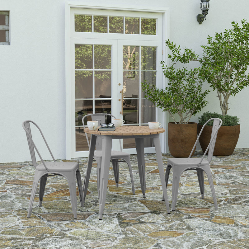 Dryden Indoor/Outdoor Dining Table, 30" Round All Weather Poly Resin Top with Steel Base