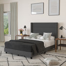 Percy Modern Platform Bed with Padded Channel Stitched Faux Linen Upholstered Wingback Headboard and 8.6" Underbed Clearance