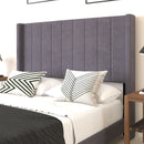 Sana Modern Gray Velvet Upholstered Platform Bed Frame with Padded, Tufted Wingback Headboard and Wood Support Slats, No Box Spring Required
