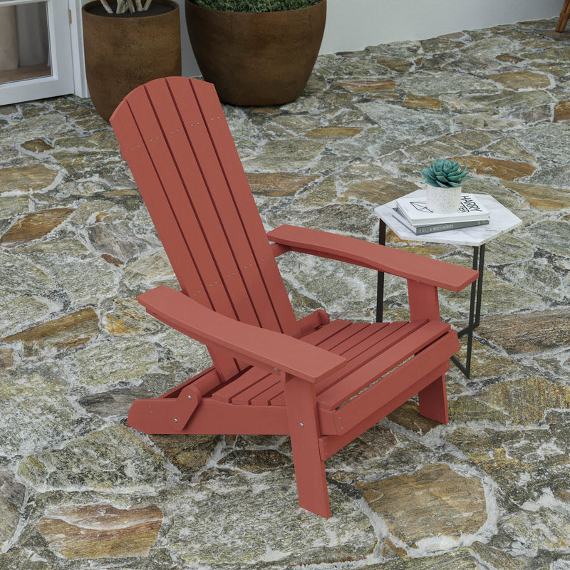 Set of 2 Riviera Poly Resin Folding Adirondack Lounge Chair - All-Weather Indoor/Outdoor Patio Chair